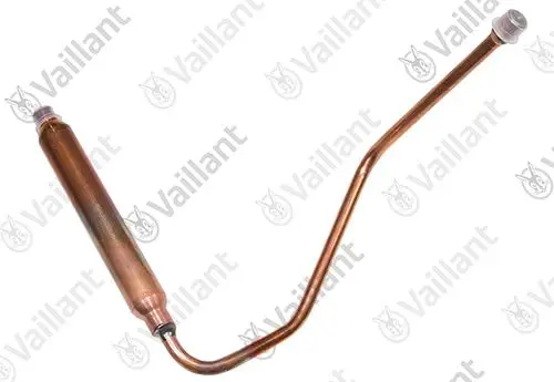 Kupferrohr mit zwei Anschlüssen, Hersteller Vaillant. Verwendet in Kühlsystemen als Filtertrockner zur Entfernung von Feuchtigkeit und Verunreinigungen.